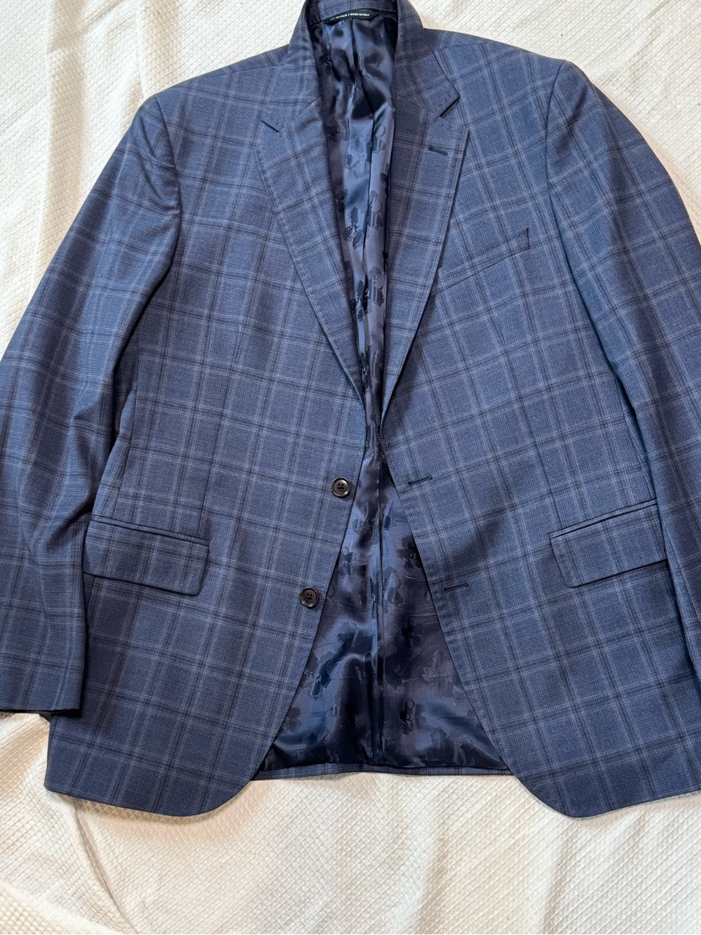 Ted Baker made in Italy Men's Blue Plaid Blazer - Classic Tailored Style